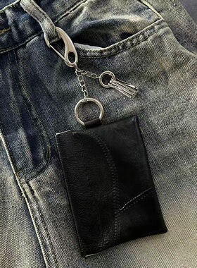 小羊皮内里绒便携卡包挂钥匙扣