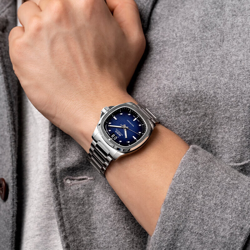 瑞士美度新款手表舵手系列TV时尚潮流钢带方形自动机械男士腕表 - 图0