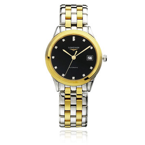 瑞士名表浪琴LONGINES军旗系列镶钻镀金机械男表L4.774.3.57.7