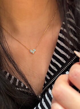 爆款925银三钻爱心项链