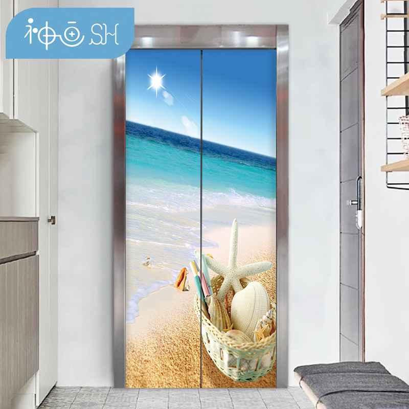 海景电梯门贴纸自粘大海风景装饰画玄关贴画包邮电梯门贴地中海风,淘宝优惠券,粉丝福利购,淘宝优惠卷