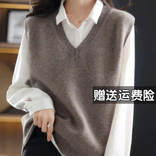 大码针织马甲背心女宽松坎肩套头毛衣毛线马夹无袖上衣胖mm春秋冬 - 图1