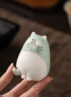 创意中式招财猫线香插香座陶瓷