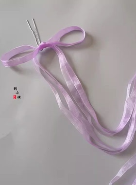 汉服配饰古风超仙后压发带绢纱自绑简约蝴蝶结长飘带白色日常头饰
