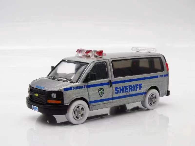 596 Model 1:64雪佛兰面包车Express VAN纽约治安合金车模型-图1