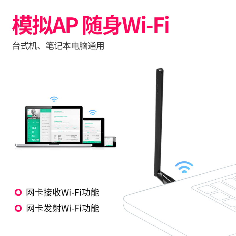 水星免驱动双频USB无线网卡台式机千兆wifi接收器笔记本电脑接收器5G家用宿舍迷你无限网络信号发射随身wi-fi-图2