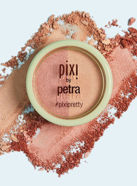 美国PIxi 光泽双色天然矿物软腮红高光二合一 珠光蜜桃色 4.5g