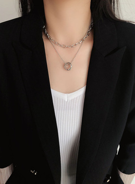 小众轻奢双层项链简约女ins挂件