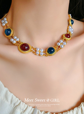 中古vintage多层珍珠项链