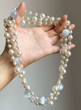 【人鱼眼泪】猫眼石珍珠叠戴项链