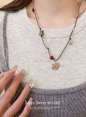 编织绳葫芦小马项链长款