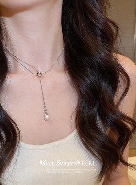珍珠吊坠项链复古时尚锁骨颈链女