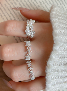 镂空蕾丝织纹花朵戒指