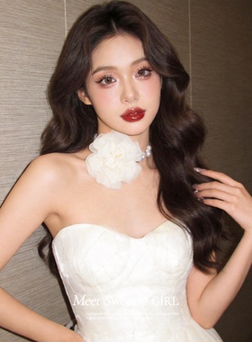 超仙珍珠串珠花朵项链甜美气质女