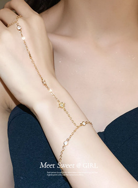 冷淡风锆石芒星手链手环女