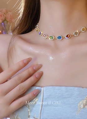 夏日多巴胺彩钻项链choker颈链