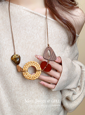 波西米亚椰壳木珠项链