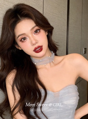 镶钻珍珠网纱磁吸项链女款