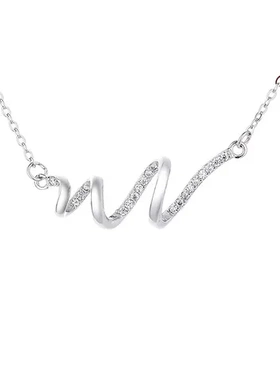 项链螺旋立体心跳纯银冷淡风心电图S925锁骨链波浪项饰品INS潮女