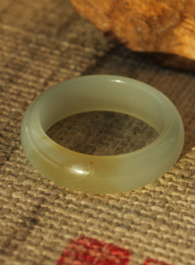 王实斋珠宝/新疆和田玉糖白玉18.4mm戒指手饰天然油润度好H287