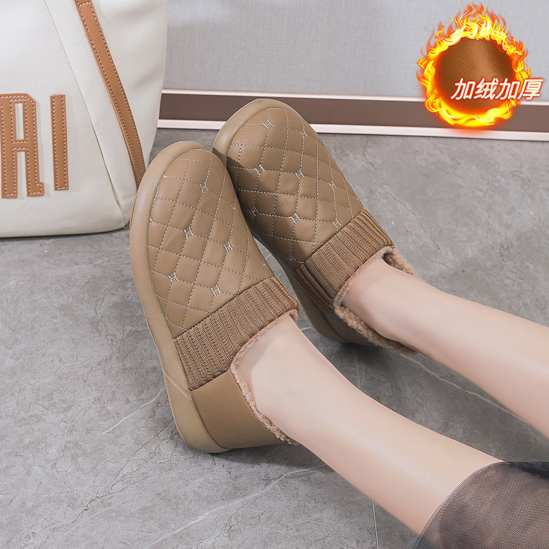 老北京棉鞋女冬季加绒一脚蹬老年人保暖鞋皮面防水中老年妈妈棉靴,淘宝优惠券,粉丝福利购,淘宝优惠卷