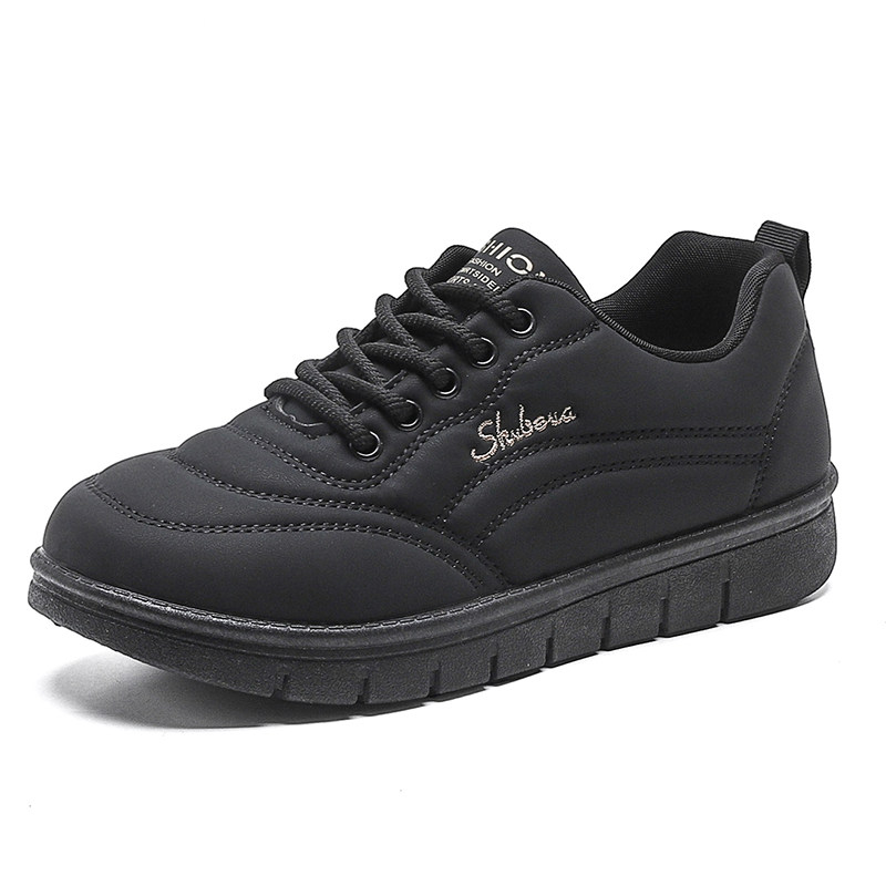 皮面防水运动鞋女2026春季新款妈妈鞋中老年舒适不累脚黑色工作鞋,淘宝优惠券,粉丝福利购,淘宝优惠卷