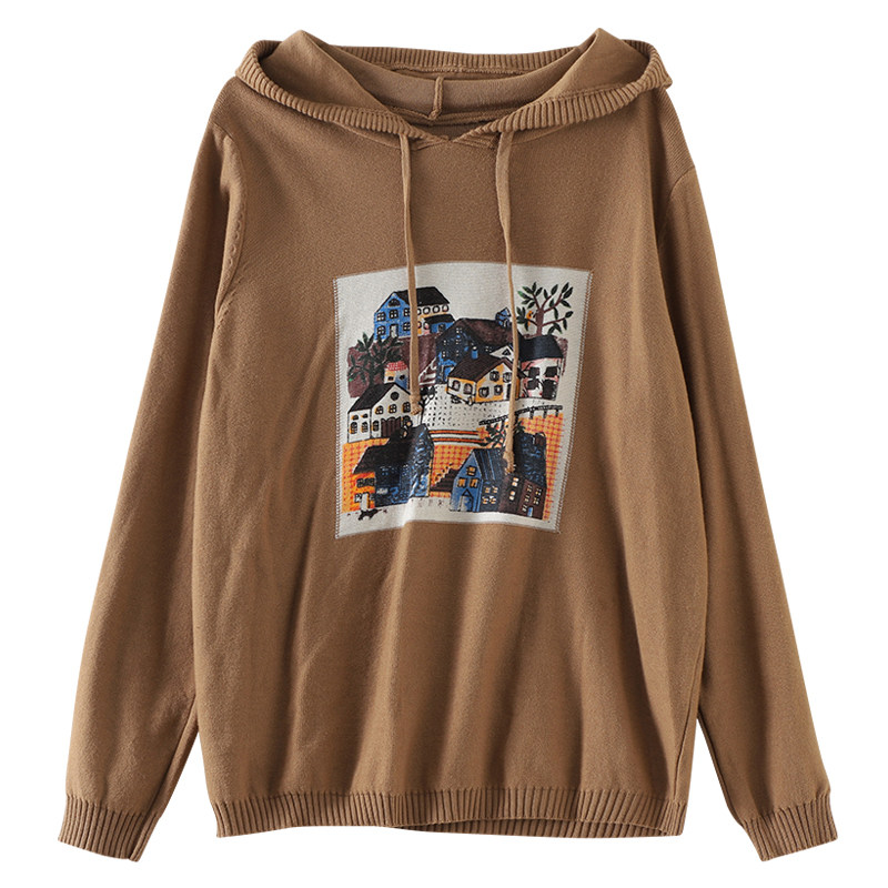 dza连帽针织衫女士宽松2021 t恤 dza毛针织衫