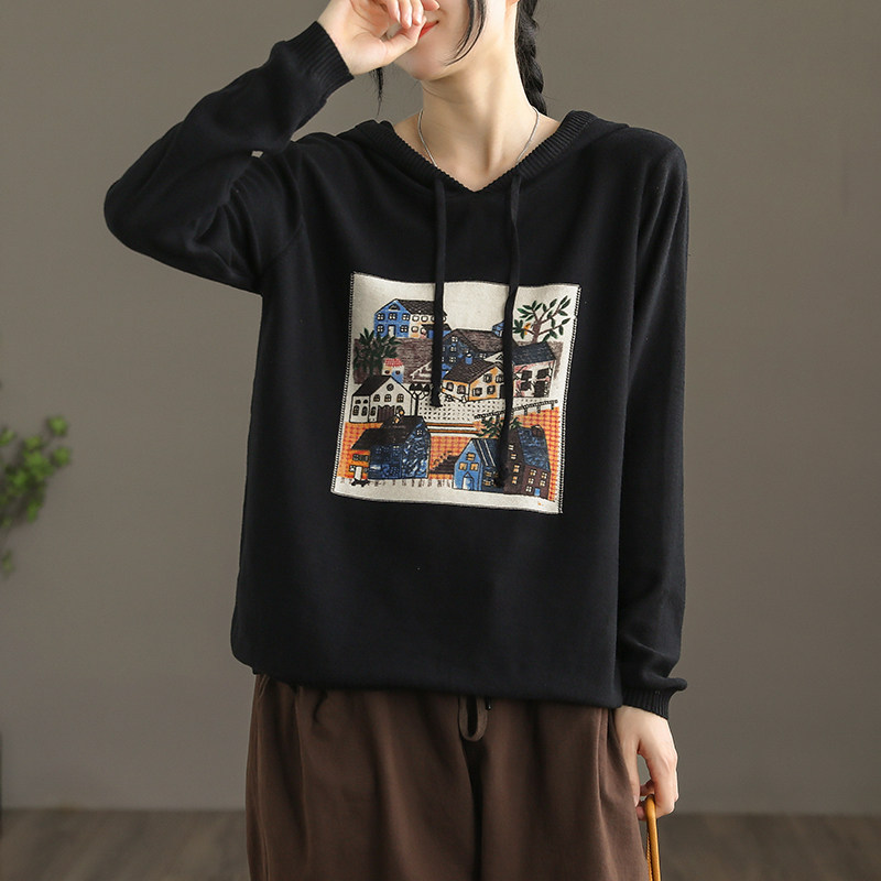 dza连帽针织衫女士宽松2021 t恤 dza毛针织衫