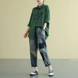 Хлопковая рубашка, осенний лонгслив для отдыха, осенняя, в корейском стиле