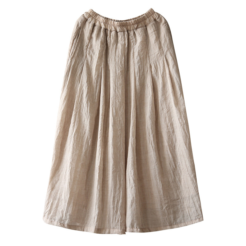 dza垂感亚麻复古高腰裙棉麻长裤子 dza休闲裤