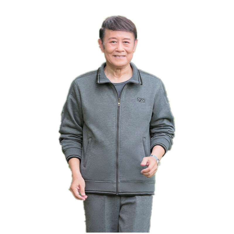 中老年运动套装加绒加厚爸爸男士 frovton弗罗威顿休闲运动套装