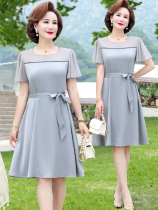 Middle Aged Mother Summer Clothing Dress Superior Sensation Foreign Air Dwarf mid-Old Woman Summer New Big Code Dresses