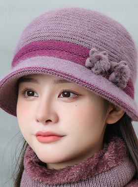 逛街帽子毛线帽女加厚优雅冬季