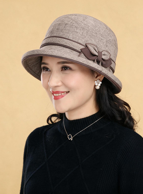 中老年人帽子女妈妈春秋天渔夫帽薄款老人奶奶防晒盆帽老太太布帽