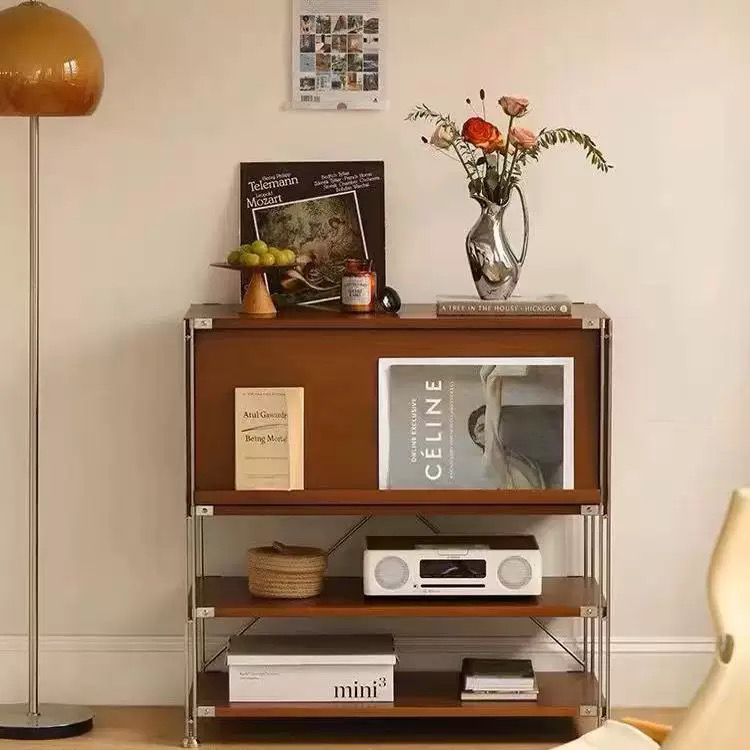 Second-hand solid wood magazine cabinet storage rack bookcase