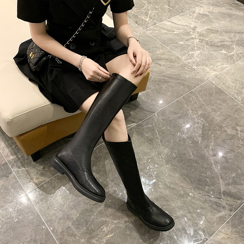 帕彩妮旗舰店靴子女夏季新款不过膝马丁靴英伦风百搭长筒靴女骑士靴潮ins2