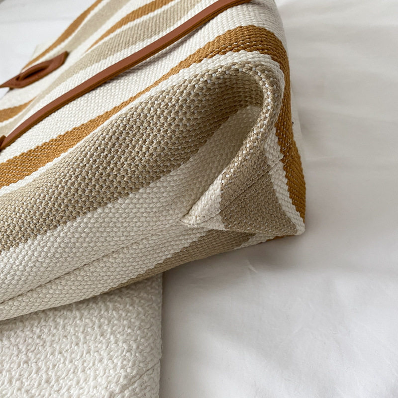 韩版大容量女士单肩包女2025新款简约竖条纹休闲托特包时尚手提包,淘宝优惠券,粉丝福利购,淘宝优惠卷