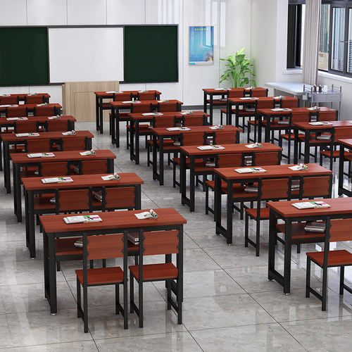 学校辅导班托管班中小学生课桌椅双人培训桌组合补习班桌子教室用 - 图0