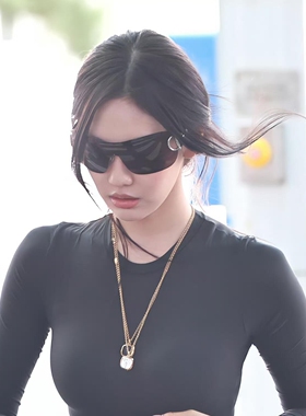 倪妮宁艺卓同款墨镜清冷感y2k街拍大片一片式太阳眼镜辣妹感超轻