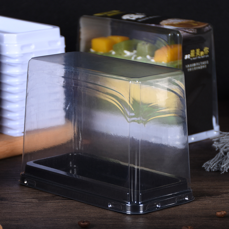 Y005 长方形蛋糕盒 透明吸塑包装盒 条形烘焙面包一次性打包切块 - 图0
