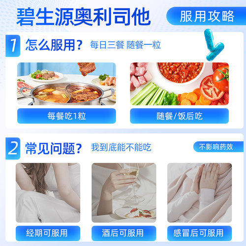 碧生源奥利司他胶囊OTC减肥药男女瘦身减脂重排油神器国药旗舰店 - 图2
