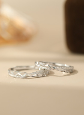 S999足银轻奢闪砂对戒情侣对戒情人节送女友小清新手饰代发