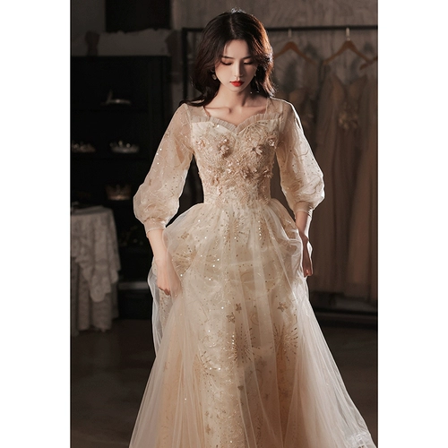 Вечернее платье, элитный лонгслив, цвета шампанского, коллекция 2023, яркий броский стиль, изысканный стиль