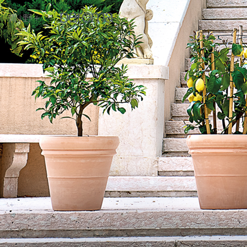 Deroma帝罗马北欧设计复古庭院高圆盆系列室内家居陶土花盆-图2