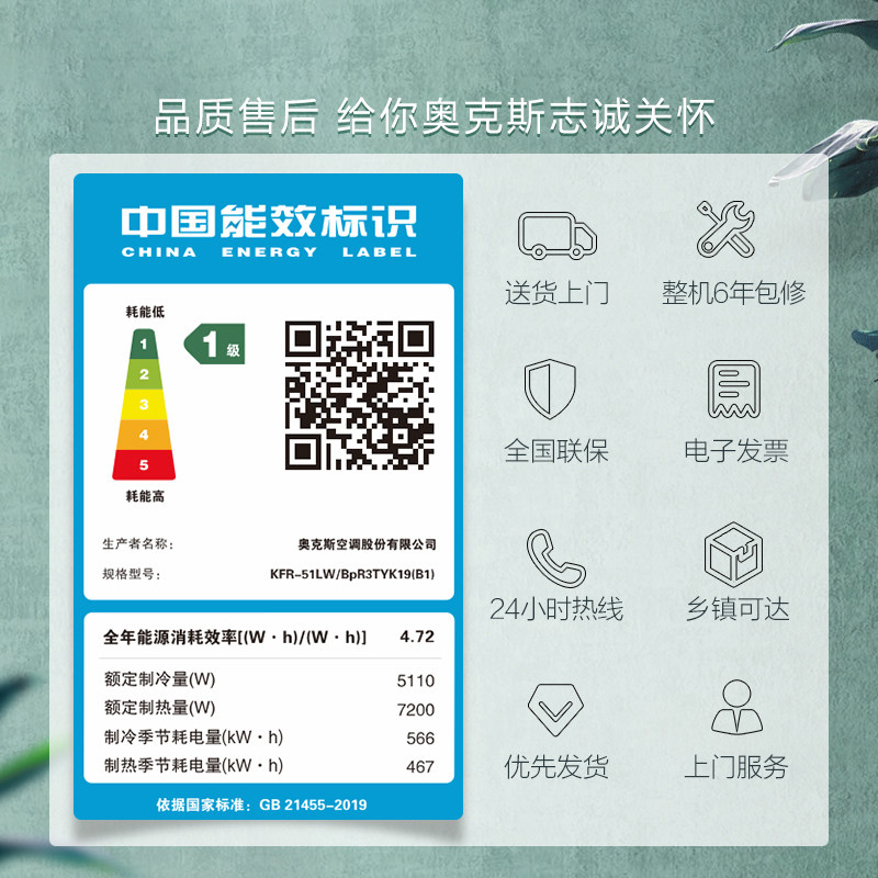 奥克斯家用客厅大2匹变频柜机 砚普大家电空调