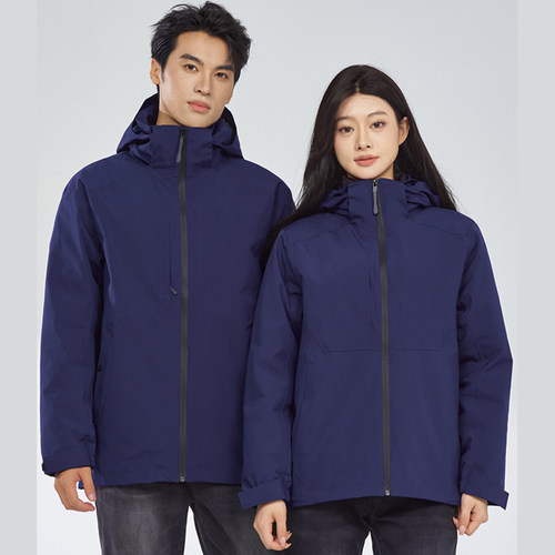秋冬三层压胶防暴雨户外长袖工作服定制做羽绒内胆刺绣印字图LOGO - 图3