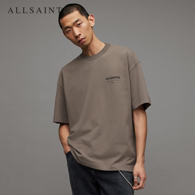 ALLSAINTS男士简约宽松T恤字母印花上衣春季款MG386W-图0