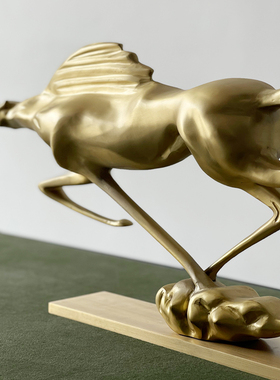 一马平川黄铜马摆件北欧轻奢