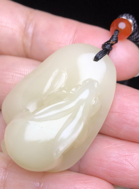 精品手链摆件挂件吊坠手件结晶芙蓉石生肖白兔