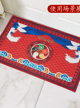 2025新品加厚地垫新款防滑地垫贴五帝铜钱地垫入户玄关家居